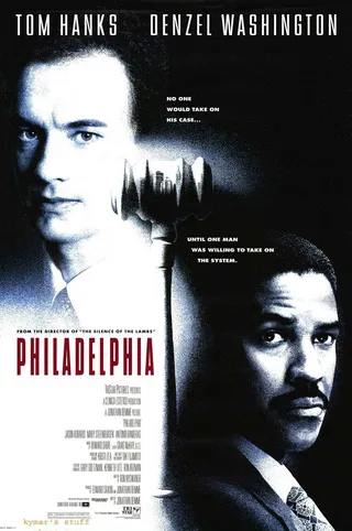 Philadelphia (1993) - A groundbreaking film that tackled the issues of homophobia and HIV/AIDS, Philadelphia co-stars Denzel Washington and Tom Hanks. Washington’s character (Joe Miller) is a homophobic attorney who first turns down a case by Hanks' character because he has the AIDS virus. Miller eventually takes the case after noticing how others treat Miller when they find out he has AIDS. Around this time, Washington and wife Pauletta Pearson celebrated their 10-year wedding anniversary and renewed their vows — with Archbishop Desmond Tutu officiating — making Washington not only a celebrated actor, but a role model for men everywhere.(Photo: TriStar Pictures)