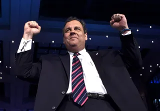 Pumped (for 2016?) - New Jersey Gov. Chris Christie revels in his victory over Democratic opponent Barbara Buono. The win will help pave the way for a presidential bid.&nbsp;(Photo: Kena Betancur/Getty Images)