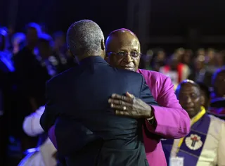 Desmond Tutu Attends Service - Retired Archbishop Desmond Tutu arriving to pay respects at Mandela's funeral.&nbsp; (Photo:&nbsp;REUTERS/Odd Andersen/Pool&nbsp;)