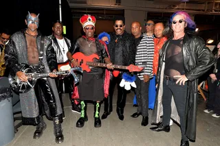 The Bands All Here - Larry Blackmon gets a group pic with some of his bandmates from Cameo and crew.&nbsp;(Photo: Earl Gibson/BET/Getty Images for BET)