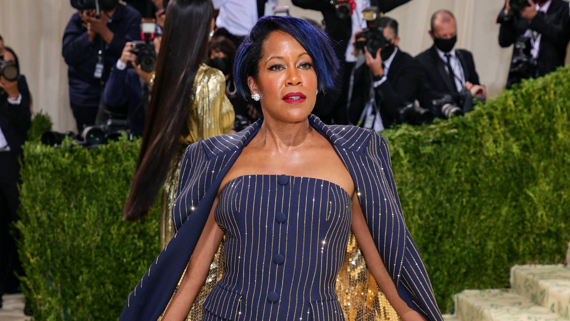 Regina King attends The 2021 Met Gala Celebrating In America: A Lexicon Of Fashion at Metropolitan Museum of Art on September 13, 2021 in New York City. 