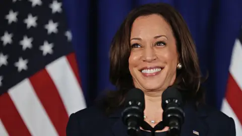 U.S. Vice President Kamala Harris delivers remarks at the Louis Stokes Library on the campus of her alma mater Howard University on July 08, 2021 in Washington, DC. Organized by the Democratic National Committee, the event focused on voting rights.