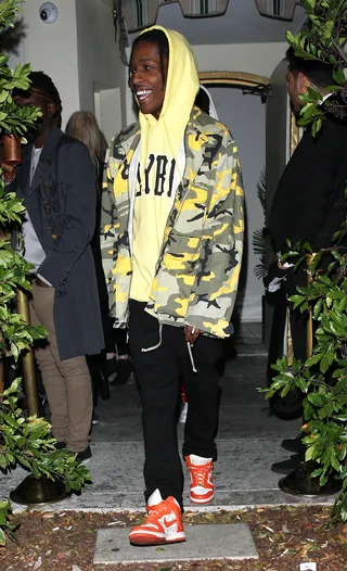 Funky Fresh - A$AP Rocky was all smiles as he left the Delilah club in West Hollywood.(Photo: Photographer Group / Splash News)