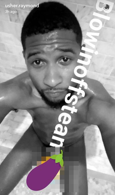 Usher - A print apparently wasn’t enough for Usher — he wanted to show more than the average thirst-trapper. In April 2016, the singer broke social media — and Snapchat — with a a snap of him completely naked with an emoji covering his penis. Needless to say, he’s been Snapchat famous ever since.(Photo: Usher via Snap Chat)