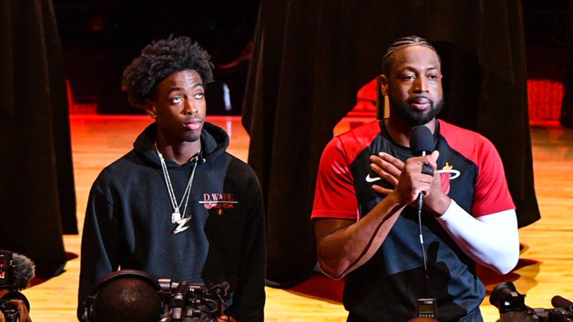 Dwyane and Zaire Wade on BET Buzz 2020.