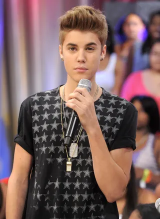 Hmm - Justin Bieber at 106 &amp; Park, June 22, 2012. (Photo: John Ricard / BET)