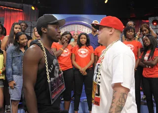 The Showdown - Freestyle Friday battle, P Marti vs Blayze 513 at 106 &amp; Park, June 22, 2012. (Photo: John Ricard / BET)
