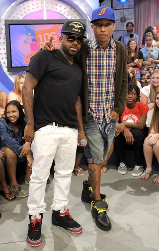 The Man - Jermaine Dupri and Pharrell at 106 &amp; Park, June 22, 2012. (Photo: John Ricard / BET)