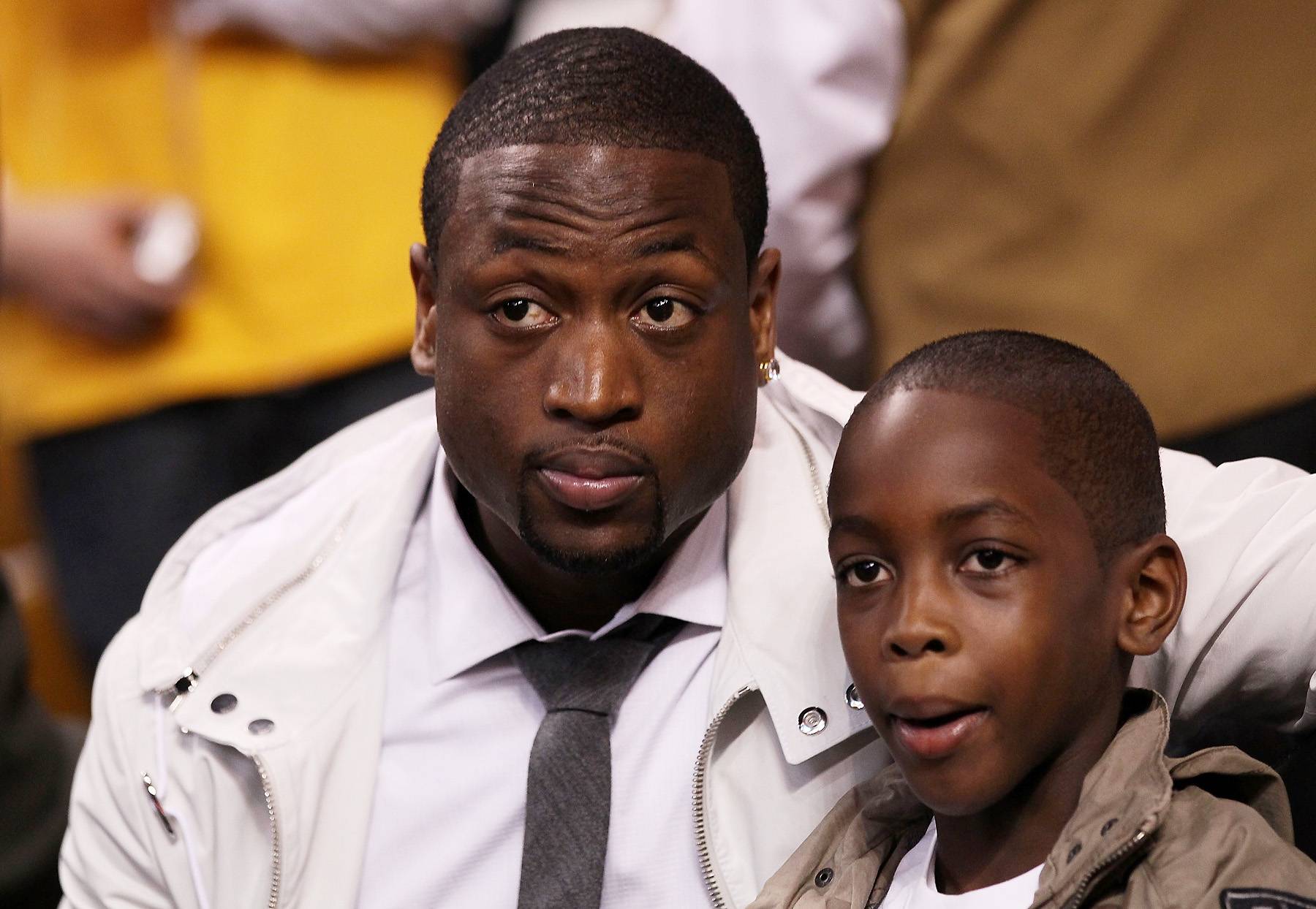 Dwyane Wade - Miami Heat’s Dwyane Wade and son Zaire in 2010.&nbsp;(Photo: Elsa/Getty Images)