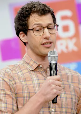 Hmmm - Andy Samberg on 106 &amp; Park, June 14, 2012. (Photo by: Dane Delaney / BET)