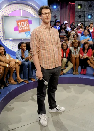Hey There - Andy Samberg on 106 &amp; Park, June 14, 2012. (Photo by: Dane Delaney / BET)