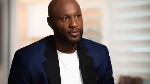 GOOD MORNING AMERICA - NBA player and author Lamar Odom (Darkness to Light: A Memoir) is interviewed by Walt Disney Television via Getty Images News correspondent Juju Chang airing Tuesday, May 28, 2019 on Walt Disney Television via Getty Images's "Good Morning America."  
(Photo by Matt Petit/Walt Disney Television via Getty Images)   
LAMAR ODOM