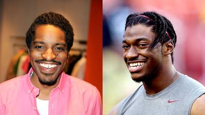 Andre 3000 as Robert Griffin III - Don’t laugh just yet. Rap royalty Andre 3000 does have similar features to Washington Redskins quarterback Robert Griffin III. Give RGIII some time to dominate the game and then make this happen.(Photos: form Left: George Pimentel/WireImage, Patrick McDermott/Getty Images)