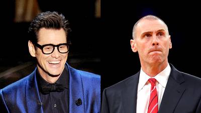 Jim Carrey as Rick Carlisle - It’s funny watching Dallas Mavericks coach Rick Carlisle upset on the bench because you just know that there’s not an expression imaginable that Jim Carrey couldn't contort his face to pull off.(Photos: form Left: Kevin Winter/Getty Images, Elsa/Getty Images)
