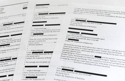 Emails Can Come Back to Haunt You - House Republicans have released and sent to the Justice Department damning emails written by former IRS official Lois Lerner during a trip to England in which she called conservative radio hosts and listeners &quot;a--holes.&quot; Other adjectives she used include &quot;rabid&quot; and &quot;whacko.&quot; She also wrote, &quot;We don’t need to worry about alien teRrorists [sic]. It’s our own crazies that will take us down.”  (Photo: AP Photo/Susan Walsh)
