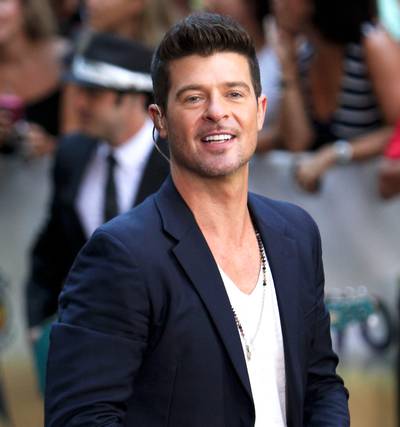 Robin Thicke, @robinthicke - Tweet: &quot;No. 1 single and album right now... I'm speechless. Cannot thank you all enough for believing in my music.&quot;R&amp;B sensation Robin Thicke's smash album Blurred Lines took the No. 1 slot on the&nbsp; Billboard charts this week.&nbsp;(Photo: Splash News)