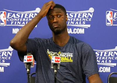 Roy Hibbert - Earlier this year, Indiana Pacers center Roy Hibbert came under fire after using an anti-gay slur at a post-game press conference. When asked about his defense tactics against Heat star LeBron James, Hibbert answered &quot;no homo,&quot; a slang term used to distance oneself from behaviors characterized as homosexual. Hibbert said he regretted using the term on live TV and that it &quot;wasn't a reflection&quot; of his personal views. (Photo: Mike Ehrmann/Getty Images)