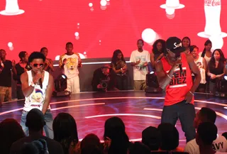 Ripping and Rhyming - Wild Out Wednesday contestant Lil Quan rips the stage on 106.&nbsp;(Photo: Bennett Raglin/Getty Images for BET)