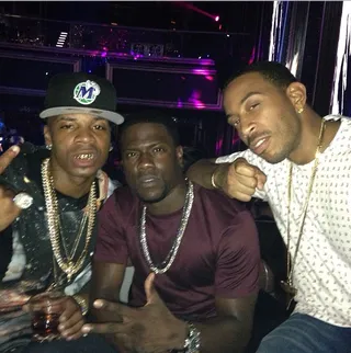 Ludacris @itsludacris - Ludacris hits the club with Real Husbands of Hollywood star Kevin Hart and rapper Plies. That's a lot of chains for one pic!(Photo: Instagram via Ludacris)