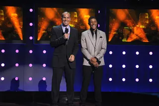 Pooch Hall &amp; Coby Bell - Two stars of BET's The Game&nbsp;celebrate one of the UNCF honorees. (Photo:&nbsp; BET/PictureGroup)