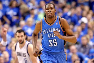 Kevin Durant - Oklahoma City Thunder forward Kevin Durant is up for Subway Sportsman of the Year after a big 2012 that saw him win MVP of the NBA All-Star game.&nbsp; (Photo: Ronald Martinez/Getty Images)