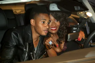 Moment to Pose - Bryan J slips into the vehicle with Toccara. Our host schools him on the camera feature in the car.   (Photo by Maury Phillips/BET/Getty Images)&nbsp;