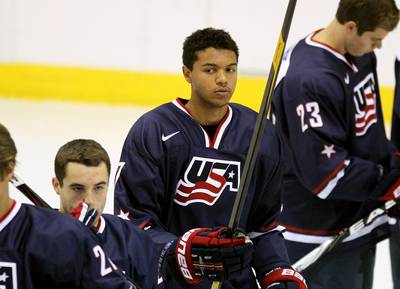 International Stage - Of his biggest international showings, Jones helped lead Team USA to the gold medal in the 2011 IIHF World U18 Championships. The team again took home the gold medal the following year. Jones' honors include being named player of the game in the 2011 World U-17 Hockey Challenge championship game. (Photo: Bruce Bennett/Getty Images)&nbsp;