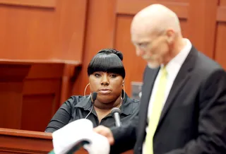 Key Witness Rachel Jeantel Testifies in Case - Rachel Jeantel was on the phone with Trayvon Martin the night he was killed. The star witness says that her friend was being followed by George Zimmerman and told him to run as he approached him. Jeantel testified for two days and became visibly disinterested in testifying. &nbsp;(Photo: Jacob Langston-Pool/Getty Images)
