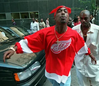 Tupac Claps Back - Tupac recruited the Outlawz to make the diss track “Hit ‘Em Up,” which violently professed that he wanted to kill Biggie, Diddy and the Bad Boy family. The song’s first line claims that Tupac had sexual relations with Faith Evans, Biggie’s wife. It was his vengeful way of responding to “Who Shot Ya?,” the song Biggie released months after Tupac was shot, which Bad Boy Records claimed wasn’t done on purpose. (Photo: Bebeto Matthews/FILE/AP Photo)&nbsp;