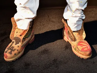 Rico - Timberland Premium (custom) - Rapper Rico shared his custom Tims, which were designed by J. Picasso.(Photo: Paras Griffin/BET/Getty Images for BET Networks)