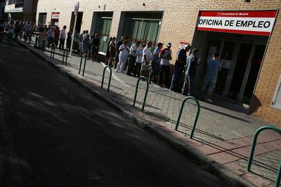 Spain?s Jobless Rate Drops - Spain?s unemployment rate has dipped for the first time in two years, falling from a record 27.2 percent to 26.3 percent. The government attributed the good news to seasonal tourism. Spain now has the second-highest level of unemployment, behind Greece, BBC News reported.(Photo: REUTERS/Juan Medina)&nbsp;