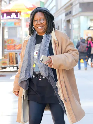 Fun and Funky - Whoopi Goldberg flaunted her fabulous and funky style while leaving an Apple store in New York City.(Photo: Felipe Ramales / Splash News)