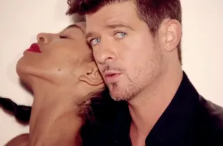 July 2013 – "Blurred Lines" Chart Domination - "Blurred Lines," Robin Thicke's most successful single to date topped the Billboard Hot R&amp;B/Hip Hop Songs &nbsp;and Billboard Hot 100 charts. The infectious single also experienced similar success internationally, securing it's position as the summer song of 2013.&nbsp;(Photo: Interscope Records)