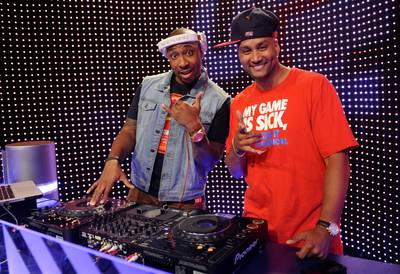 Lyve and Strong - DJ Strong and DJ Lyve are the masters of the mix on 106. (Photo:&nbsp; John Ricard/BET/Getty Images for BET)