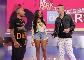 Kicks and Giggles - Hosts Bow Wow and Angela Simmons with Clinton Sparks on 106. (Photo: John Ricard/BET/Getty Images for BET)