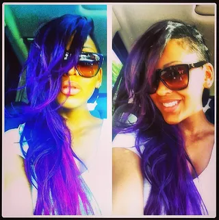 Meagan Good - Ladies love switching up their hair and Meagan Good went bright and bold with a headful of purple. Why not have a little fun under the sun?  (Photo: Meagan Good via Instagram)