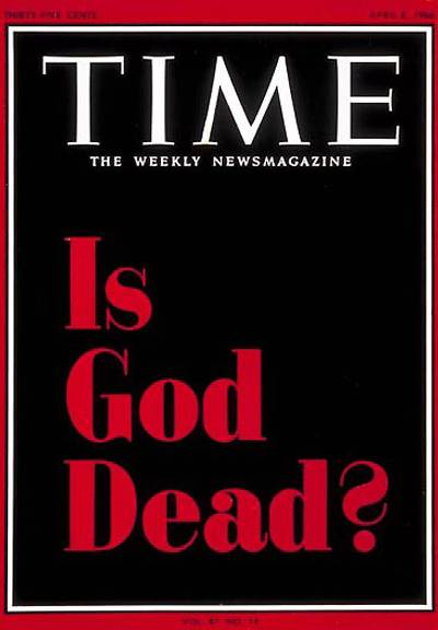 Life + Times - When a TIME writer explored the popularity of science vs. religion in 1966 with this story, the stark, image-less cover attracted all kinds of responses. Some 3,500 letters (you know, those things we sent before email and tweets) were addressed to the publication's editors.(Photo: TIME Magazine, April 1966)