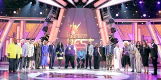 From 20 to 10 - The top 20 stood on stage together one last time before Kirk Franklin read the judges' results.(Photo: Malachi Cinema/BroadLight Media/BET)