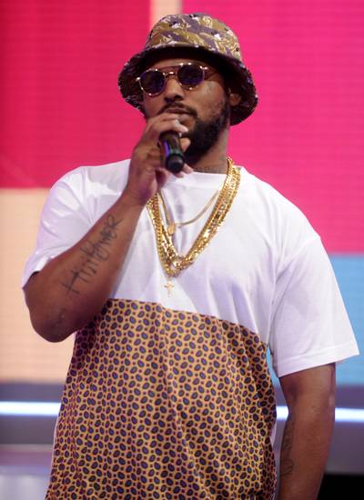 Keep It Low - Schoolboy Q stays cool as a cucumber in his shades while on the stage at 106.(Photo: John Ricard/BET/Getty Images for BET)