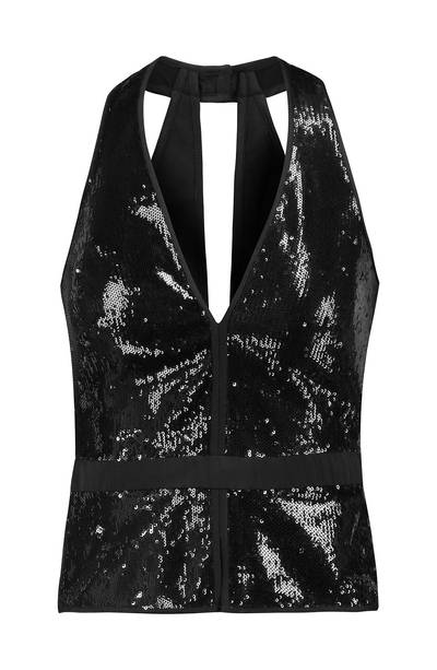 Halston Heritage Sequined Satin Top ($163)&nbsp; - Sequins and satin come together in this halter for flashy fabulousness.(Photo: HALSTON HERITAGE)