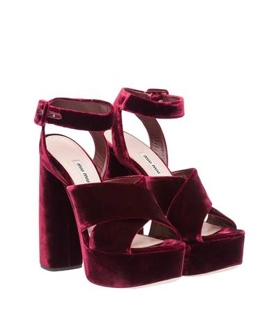 Miu Miu Sandals ($750) - Could we approach Beyoncé's rare air in these red velvet stunners?&nbsp;(Photo: Miu Miu)