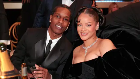 Rihanna And A$AP Rocky Skipped The Red Carpet And Rocked Eye-Catching Fashions Inside The 2023 Golden Globes!
