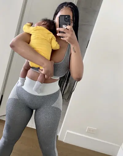 Milan Harris&nbsp; - Milan and Meek Mill are at home enjoying their new bundle of joy. Recently, the new mom posted a photo to her Instagram showing off her snapback progress, and she looks great! Milan reveals that she's already lost 16 pounds afger giving birth to their on May 5th, 2020. &quot;Mom body...16lbs down,&quot;&nbsp;The designer and CEO of Milano de Rouge wrote on Instagram. Being a new mother, trying to lose weight and running a business isn't easy. Cudos to her for being patient with herself.&nbsp; @IamMilanRouge