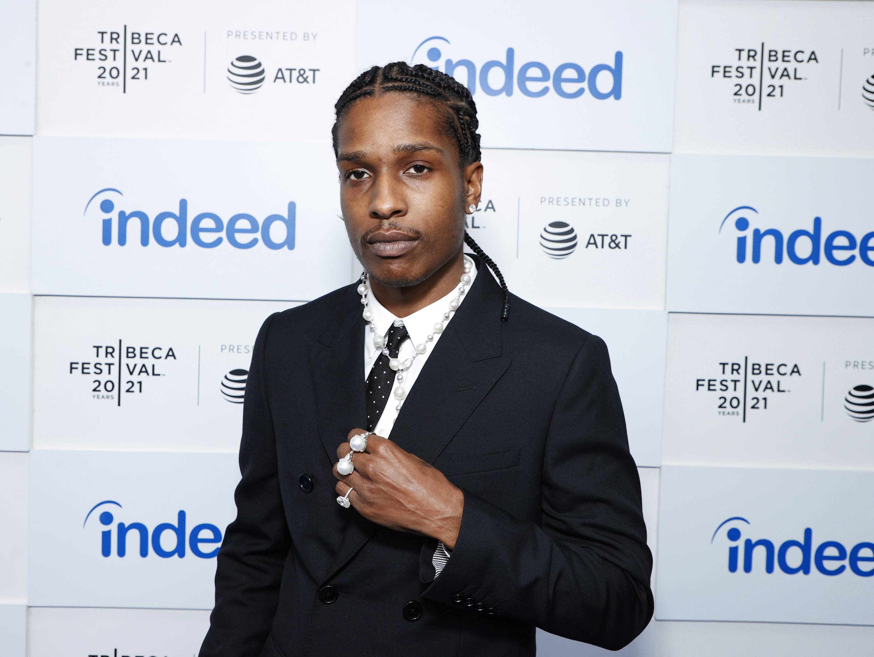 NEW YORK, NEW YORK - JUNE 13: A$AP Rocky attends 2021 Tribeca Festival Premiere of "Stockholm Syndrome"at Battery Park on June 13, 2021 in New York City. (Photo by Arturo Holmes/Getty Images for Tribeca Festival)