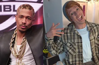 Nick Cannon on the controversy over him sporting white makeup as his Caucasian alter-ego:&nbsp; - &quot;Everybody's really sensitive when it comes to race and that's the reason I did it.&quot;  (Photos from left: Bennett Raglin/BET/Getty Images for BET, Nick Cannon via Instagram)