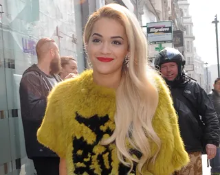 Rita Ora - Dewy porcelain skin and a fierce red lip — the blonde beauty nails it every time! P.S. Loving the extensions.&nbsp;   (Photo: Neil Warner/Splash News)