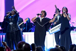 Ann Nesby reunites with Sounds of Blackness at the 2019 Soul Train Awards. - (Photo by Ethan Miller/Getty Images for BET)