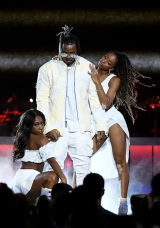 Jeremih savors a moment onstage at the 2019 Soul Train Awards. - (Photo by Ethan Miller/Getty Images for BET)