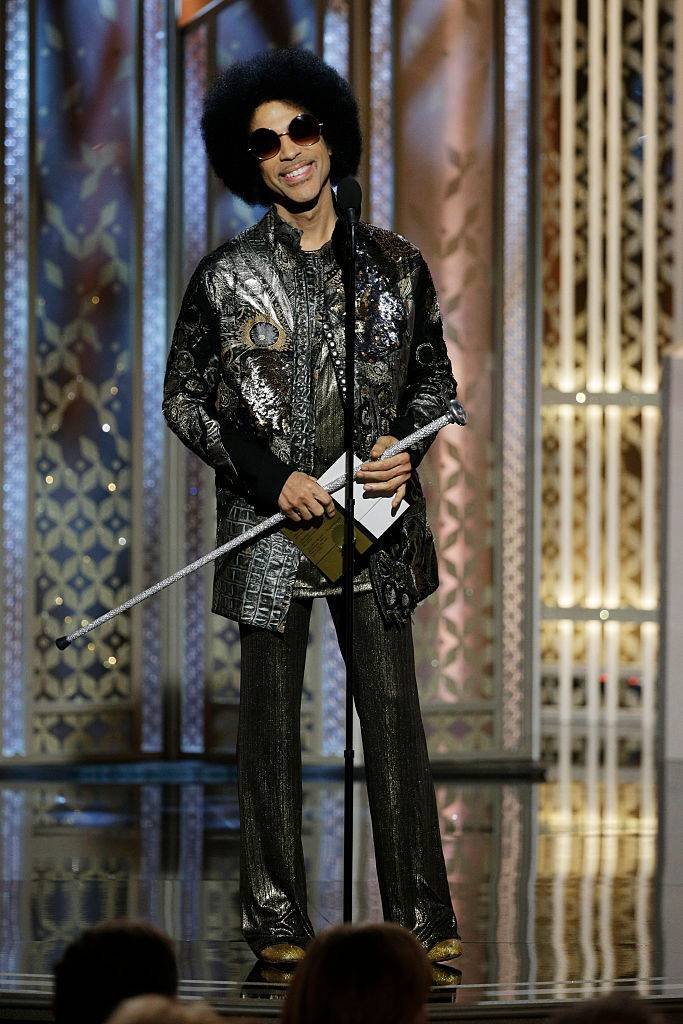 72nd ANNUAL GOLDEN GLOBE AWARDS -- Pictured: Prince, Presenter at the 72nd Annual Golden Globe Awards held at the Beverly Hilton Hotel on January 11, 2015 -- (Photo by: Paul Drinkwater/NBC)