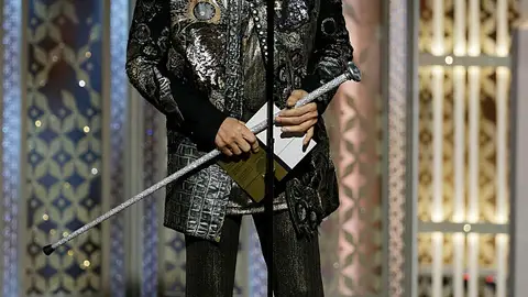 72nd ANNUAL GOLDEN GLOBE AWARDS -- Pictured: Prince, Presenter at the 72nd Annual Golden Globe Awards held at the Beverly Hilton Hotel on January 11, 2015 -- (Photo by: Paul Drinkwater/NBC)